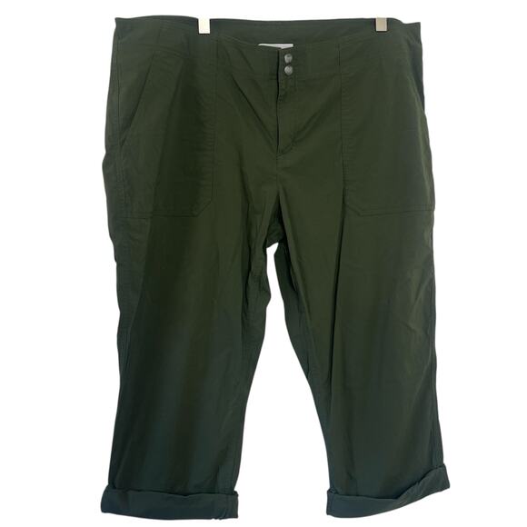 Exofficio Women's 14 Insect Shield Olive Green Button Snap Outdoor Capri Pants - Picture 1 of 10